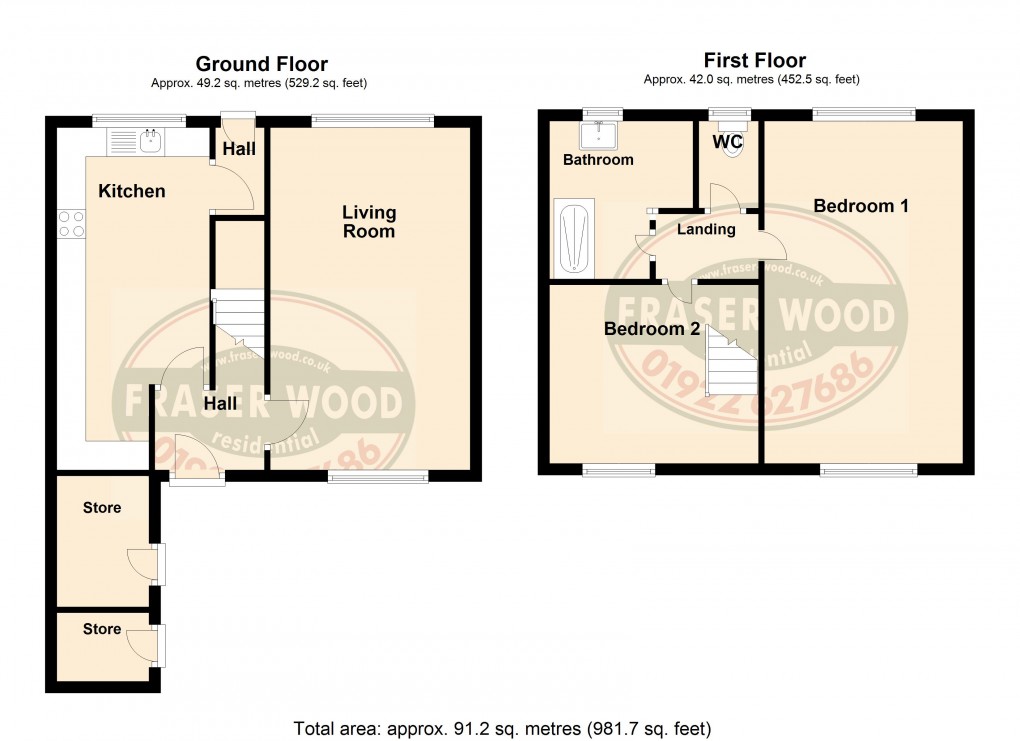 Floorplan for Ernest Clark Close, Willenhall, West Midlands